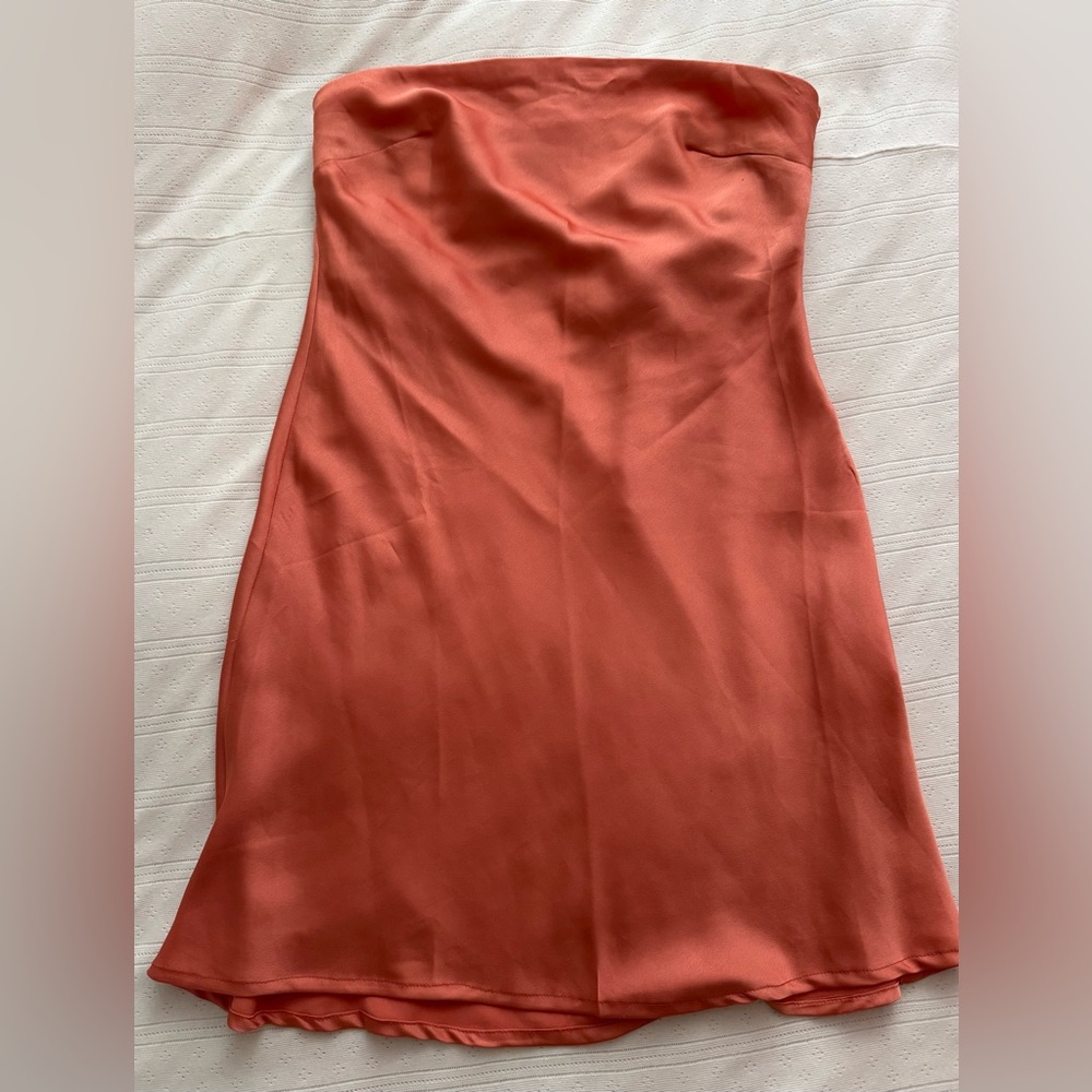 Hello Molly Coral Strapless Tie Back Dress AUS 10